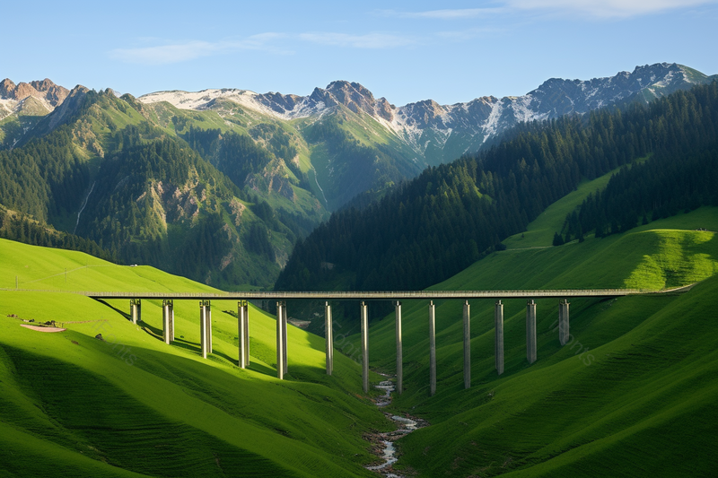 自然风光草原高山大桥风景图,高清,摄影图,摄影图片,图片大全,摄影图免费下载